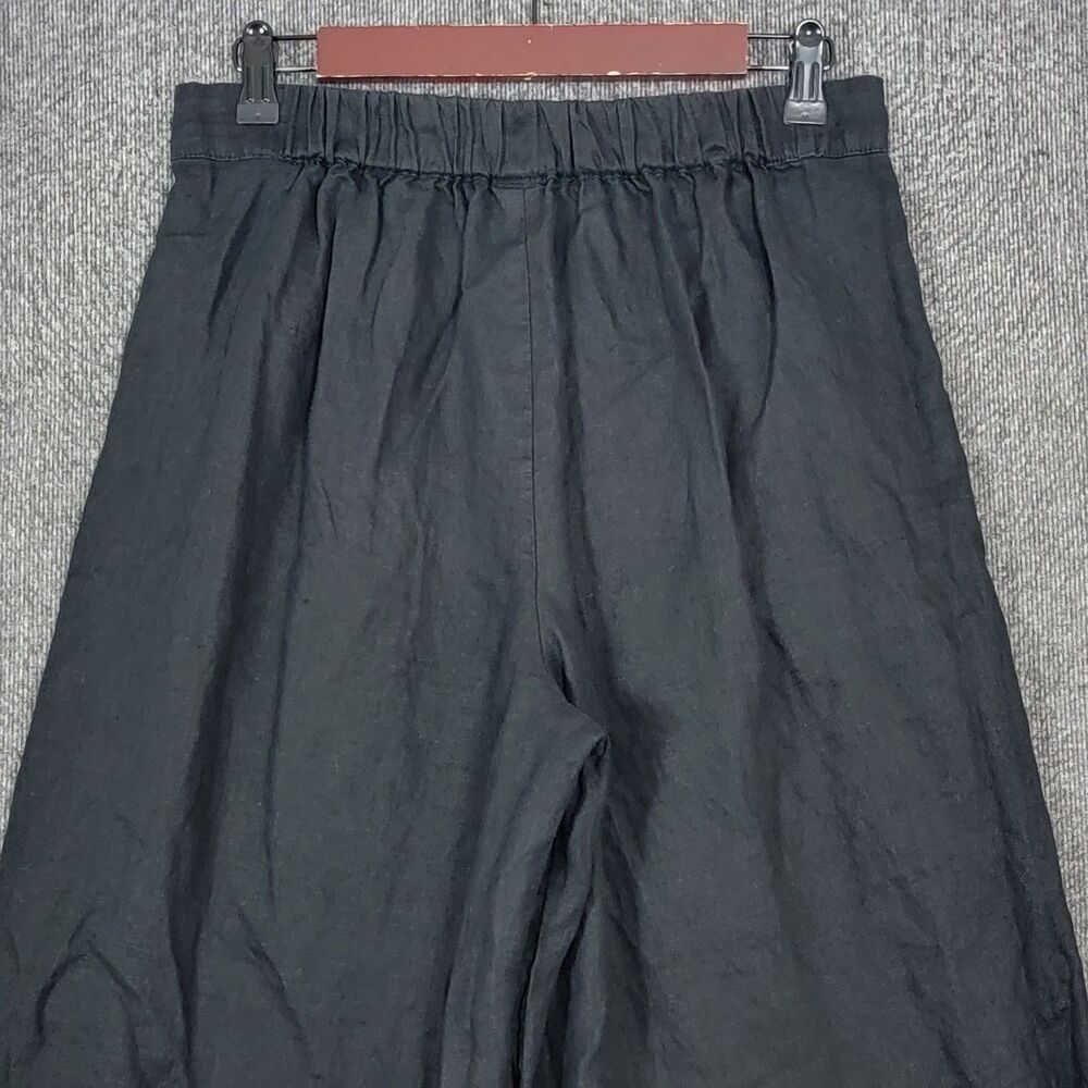 Magaschoni Black Wide Leg Linen Pants - Picture 9 of 11